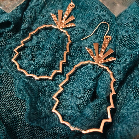 Rose Gold Pineapple Shaped Earrings - Picture 4 of 6